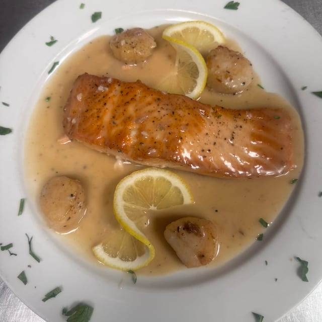 SALMON & SCALLOPS...39 with side.