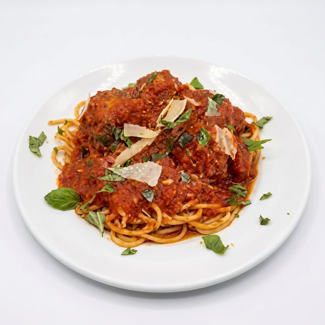 Pasta with Meatballs Or Sausage.
