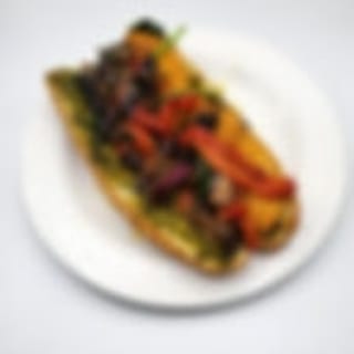 Chicken Cutlet, Portobello, Spinach, Roasted Peppers, Onions, Pesto